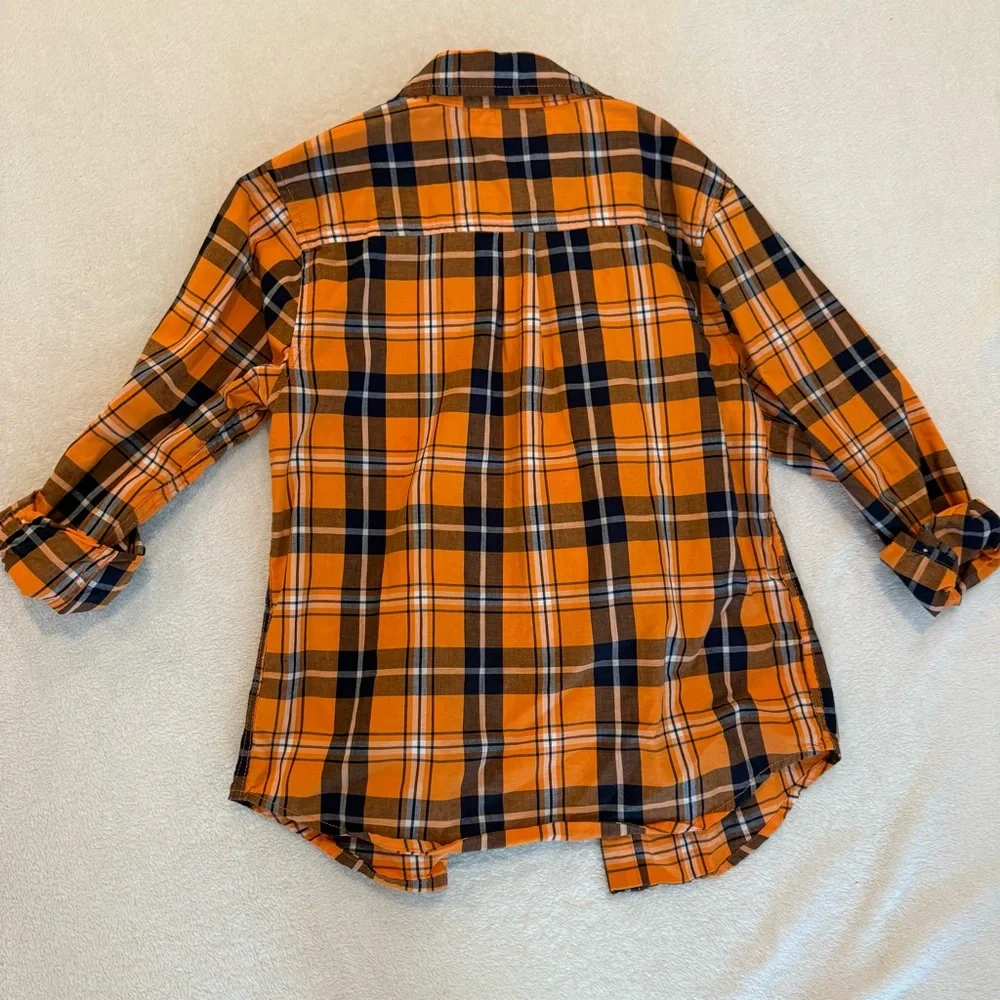 Gymboree Orange Plaid button down Shirt Fall M